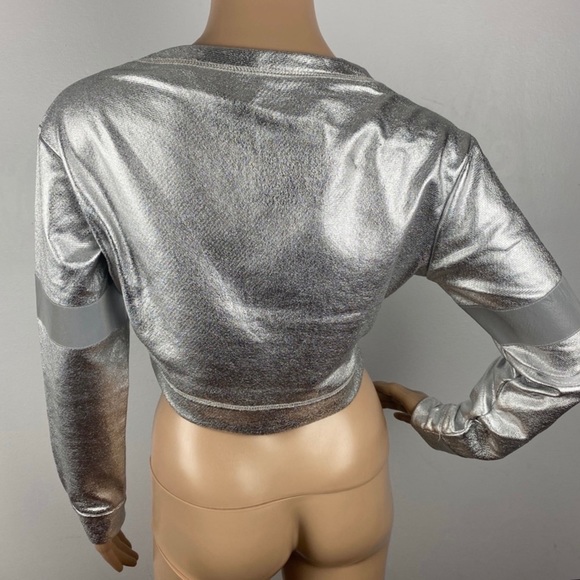 NEW NORMA KAMALI METALLIC CROPPED SWEATSHIRT - Picture 6 of 6